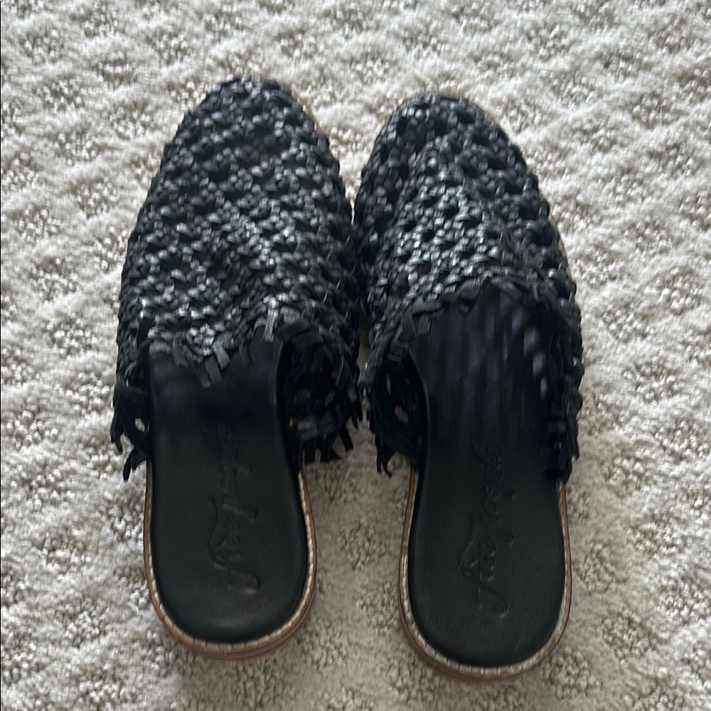 Women's Black Woven Slip-On Shoes